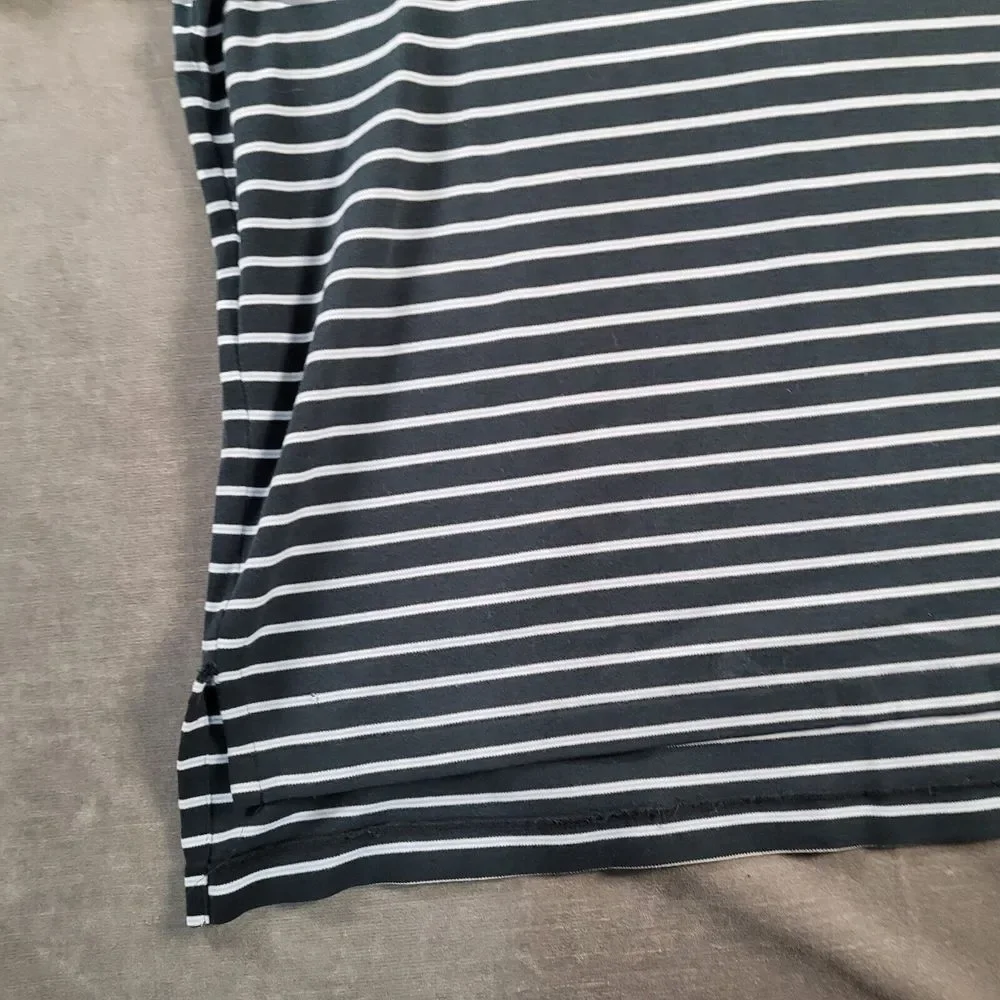 Polo‎ Ralph Lauren Vintage Polo Shirt Black White Blue Striped Mens Size Large
